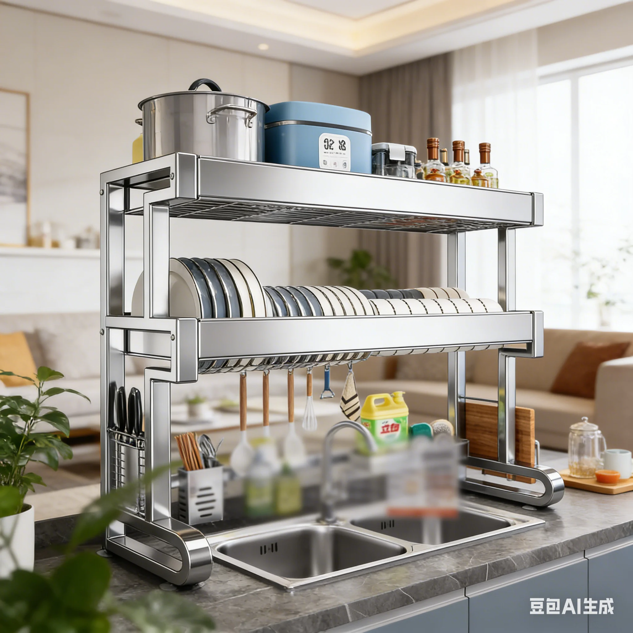 

AOLIVIYA Japanese Nordic Dish Bowl Storage Rack With Drain Shelf For Sink Bowl Cabinet Kitchen Organization Tableware Modern B63