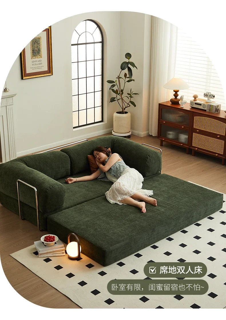 Módulo de sofá medieval sofá-cama de tecido dobrável de compressão de dupla finalidade