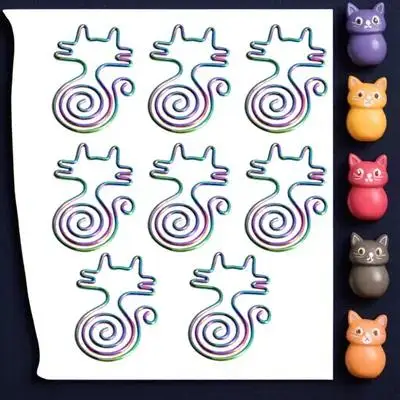 

8pcs Cat Paper Clips Assorted Color Animal Shaped Bookmark Clips Lovely Bookmarks Rustproof Fun Stationery