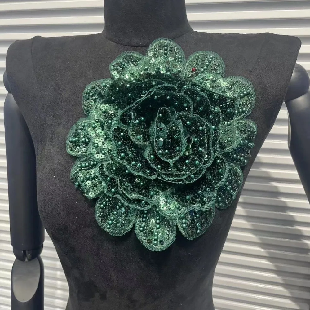 

High Grade Heavy Industry Embroidery Pearl Flower Decal Jewelry Plate Flower Shiny Clothing Fabric Decoration