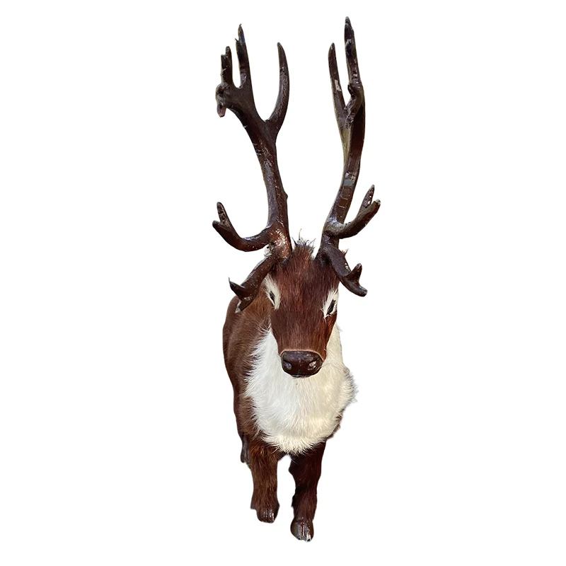 Symulowany pluszowy renifer, zabawka, prezent na Nowy Rok i Boże Narodzenie, urocza lalka zwierzątko, dekoracja domu, ozdoba z prawdziwych włosów.