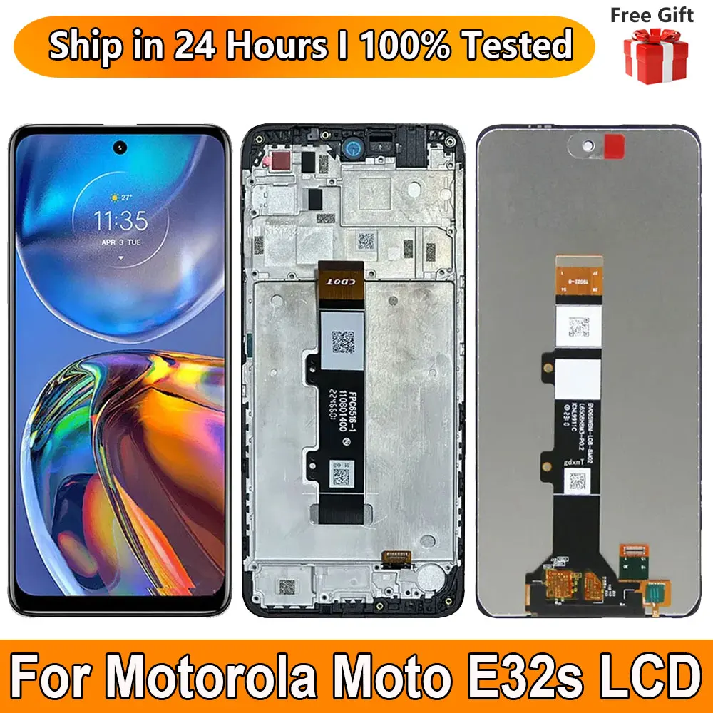 6.5“ Screen For Motorola Moto E32s LCD Display + Touch Panel Digitizer Assembly Screen Replacement For Moto E32s LCD With Frame