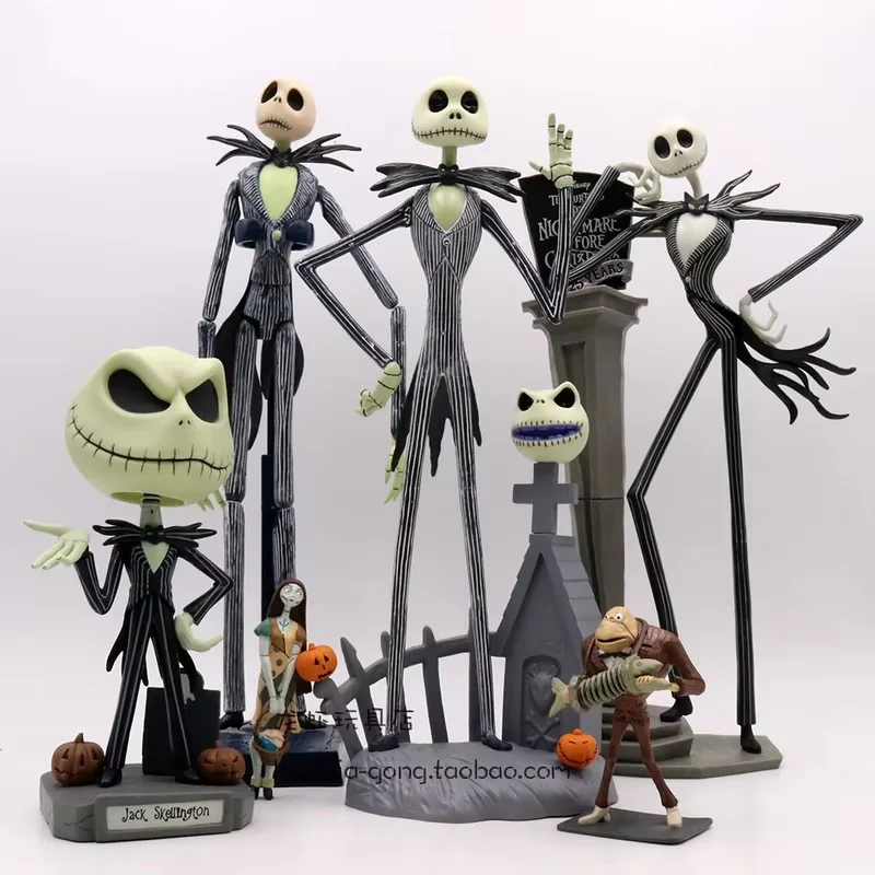 The Nightmare Before Christmas Jack Skellington Pumpkin King Human Skeleton Anime Figure Exquisite Car Ornaments Halloween Gifts