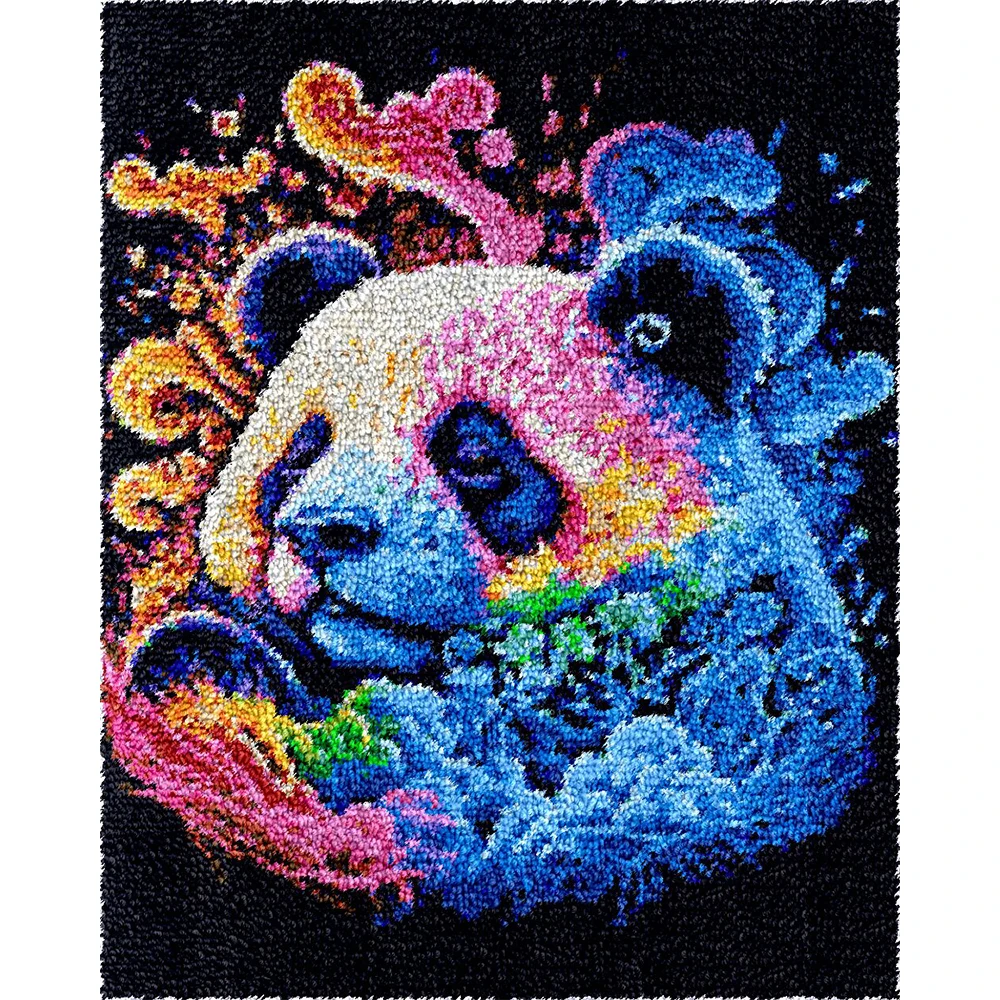 DIY Panda Latch Hook Rug Kits Tapestry Making Kits Crochet Needlework Crafts for Adults with Pre-Printed Canvas Pattern 80X100CM