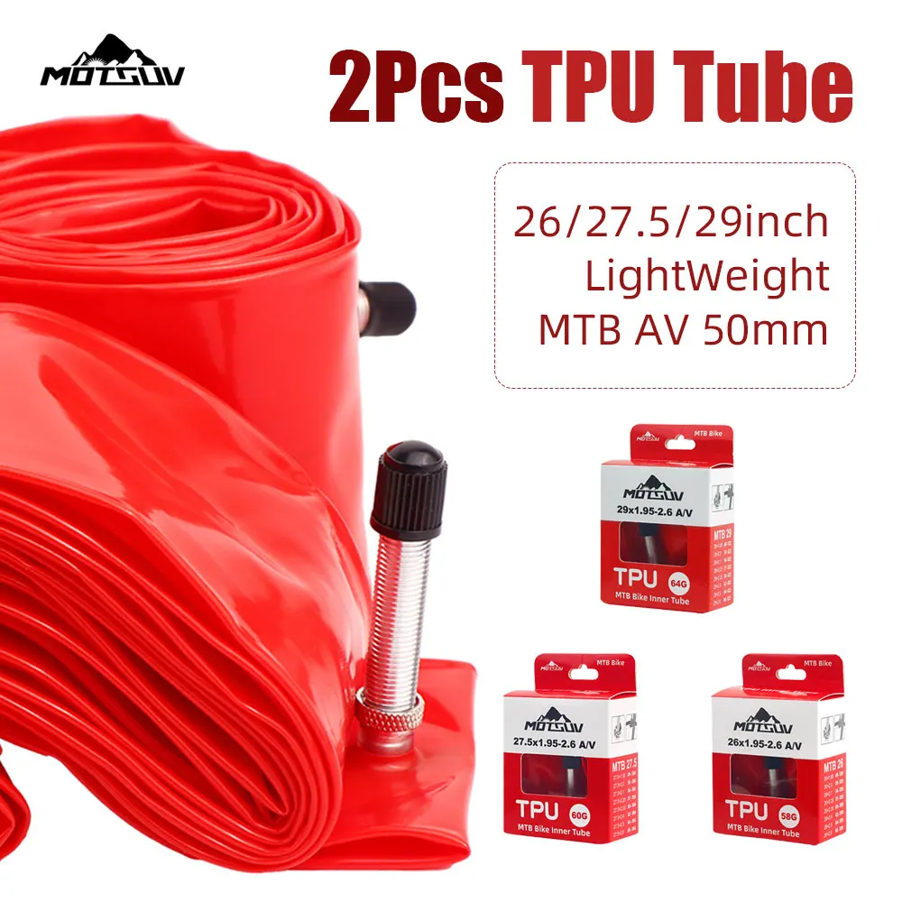 

2Pcs TPU Bike Inner Tube Tire Bicycle MTB 26/27.5/29inch 1.95 2.0 2.1 2.25 2.35 2.4 2.5 2.6 AV50mm