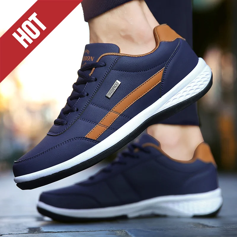 

Мужские кроссовки, повседневные кожаные спортивные дышащие легкие мужские удобные спортивные противоскользящие кроссовки для прогулок, теннис