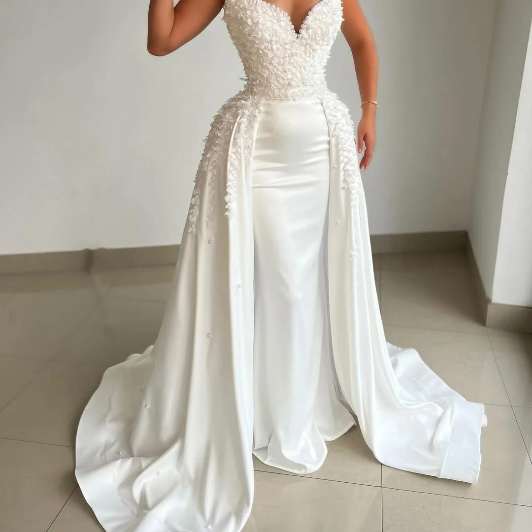 Customized Exquisite Jersey Straight Spaghetti Straps Appliques And Pearls Evening Dresses Strapless Sleeveless Panel