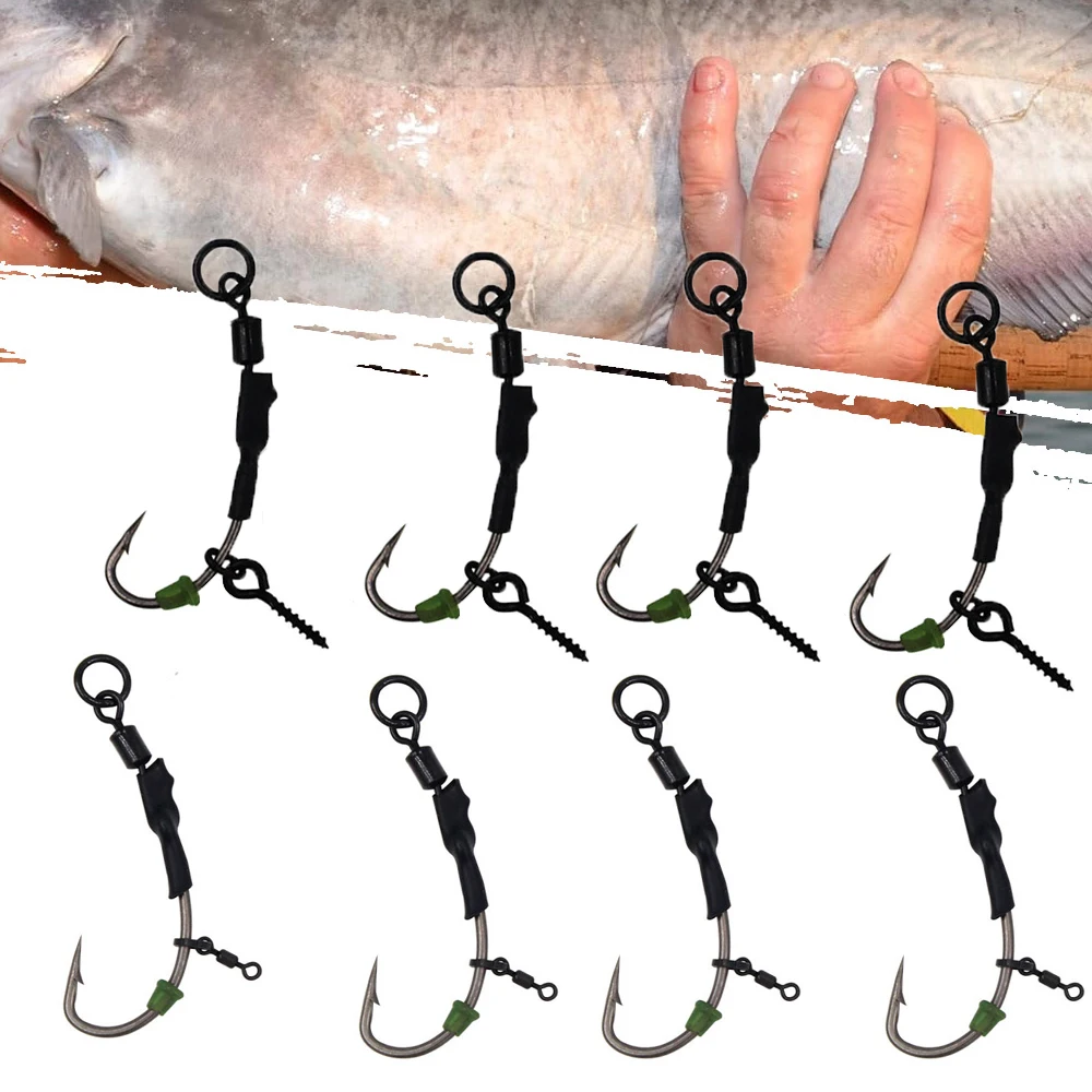 

4pcs Fishing 2# 4# 6# 8# Hair Rigs Hook with Barbed Ready Made Boilie Bait Clip Feeder Hook Carp Fish Tackle Tool Accessories