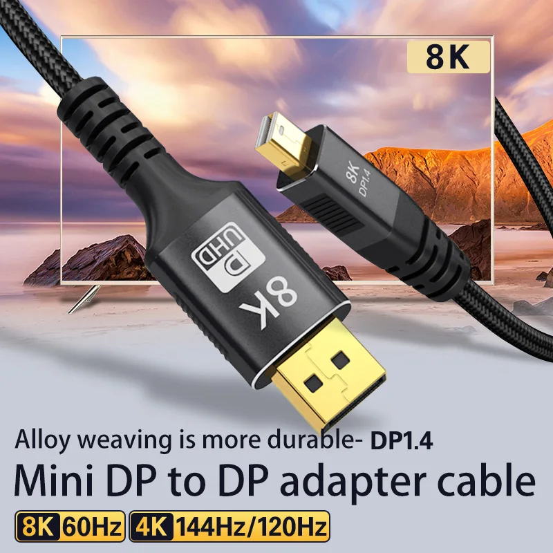 

Minidp to Dp Cable Version 1.4 8K60 Graphics Card Mini Dp to Dp Adapter Thunderbolt 2 Suitable for Apple Notebook MacBook to 4K1