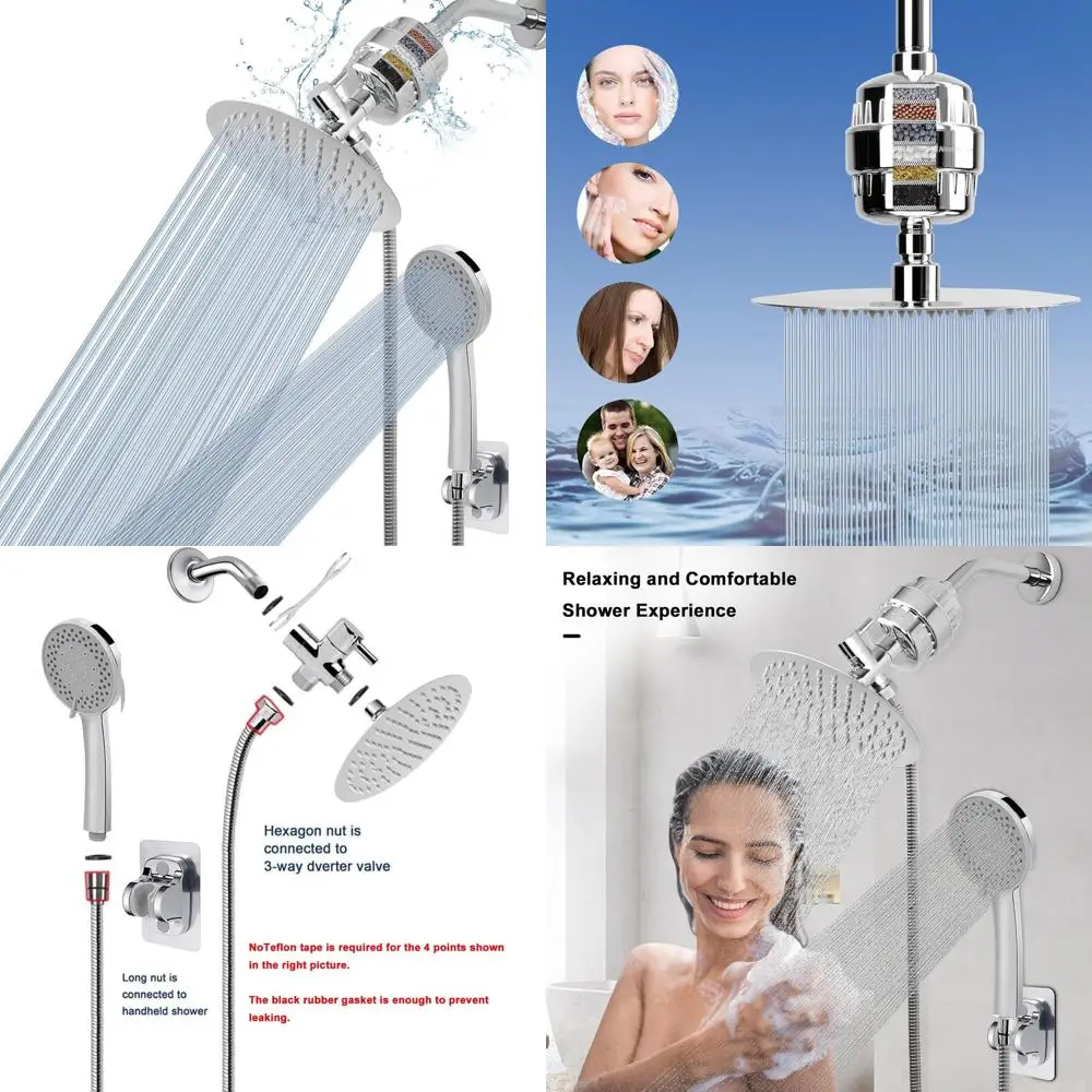 

8 Round Rain Shower with 5-Mode Handheld, Filter & 1.5M Hose - Chrome Finish