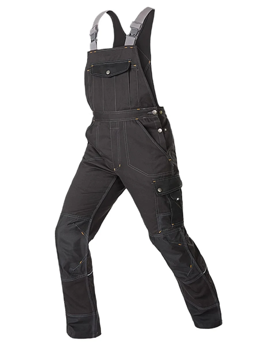 Heavy Duty Work Bib and Brace Overalls with Knee Pads Pocket  dark blue work wear Craftsman Bib Brace Overall