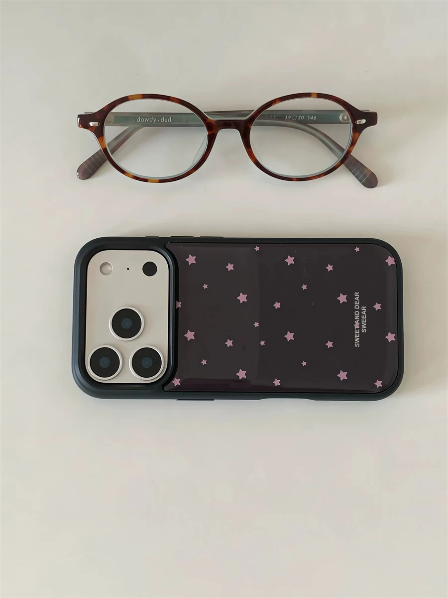 Korean ins Pink Stars Chocolate Color Scheme Drop Glue Phone Case For Samsung Galaxy S23 FE S24 PLUS S25 ULTRA S26 EDGE Cover