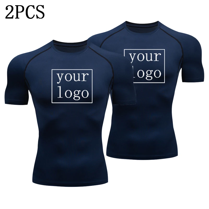 

Men's Custom Logo Compression Shirts Bodybuilding Fitness Workout Sport Gym Running Tshirts Athletic Quick Dry Tight Tops Tee