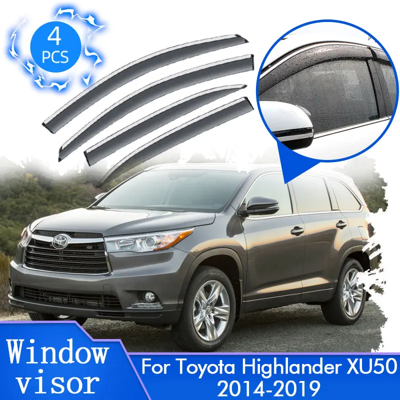 Windows Visors For Toyota Highlander Kluger XU50 2014~2019 Car Side Rain Sun Deflectors Awning Guard Cover Windshield Accessorie