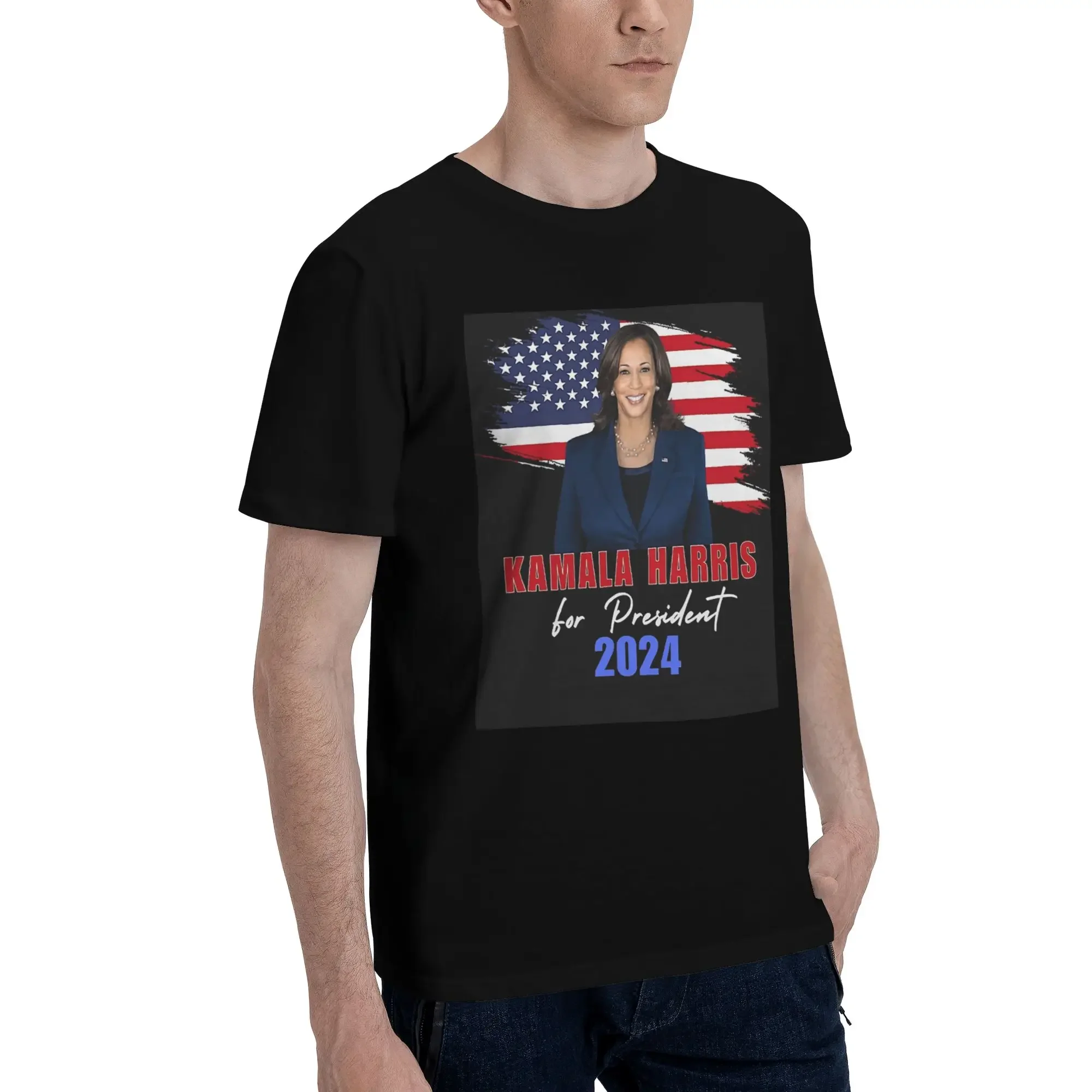 Kamala Harris For President 2024 Men T-Shirt Plus Size T Shirts Men's Round Neck Cotton Tees Short Summer Male