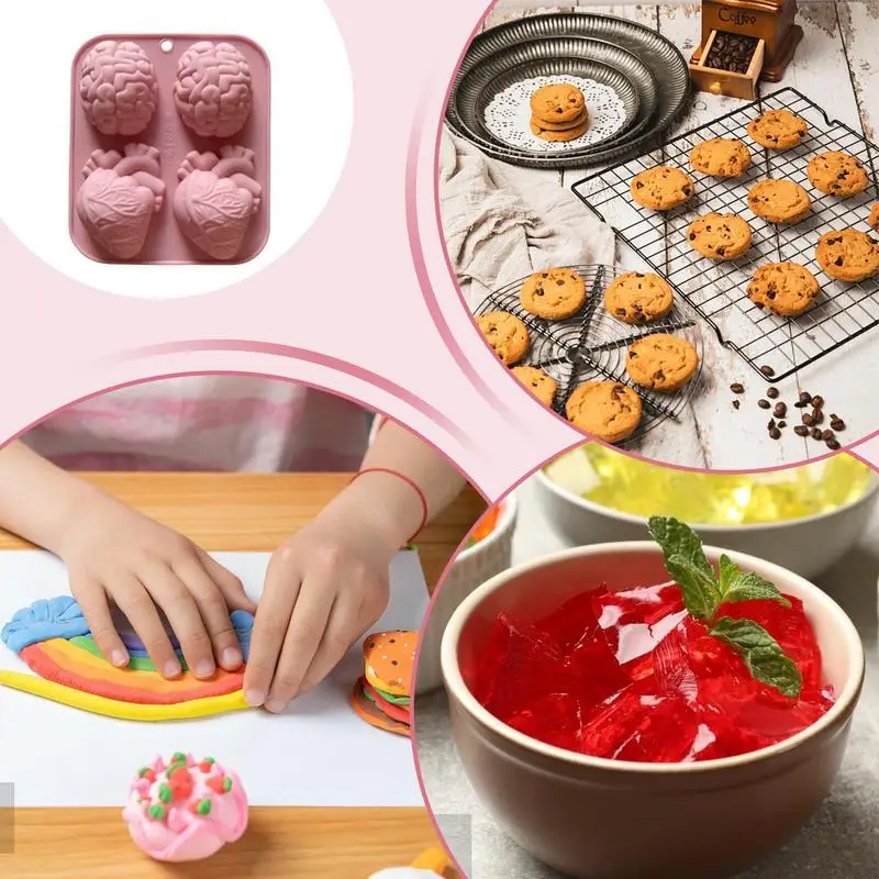 

Human Heart Brain Silicone Molds Halloween 3D Organs Shape Chocolate Candy Pudding Ice Cubes Tray Cupcake Cake Decoration Tools