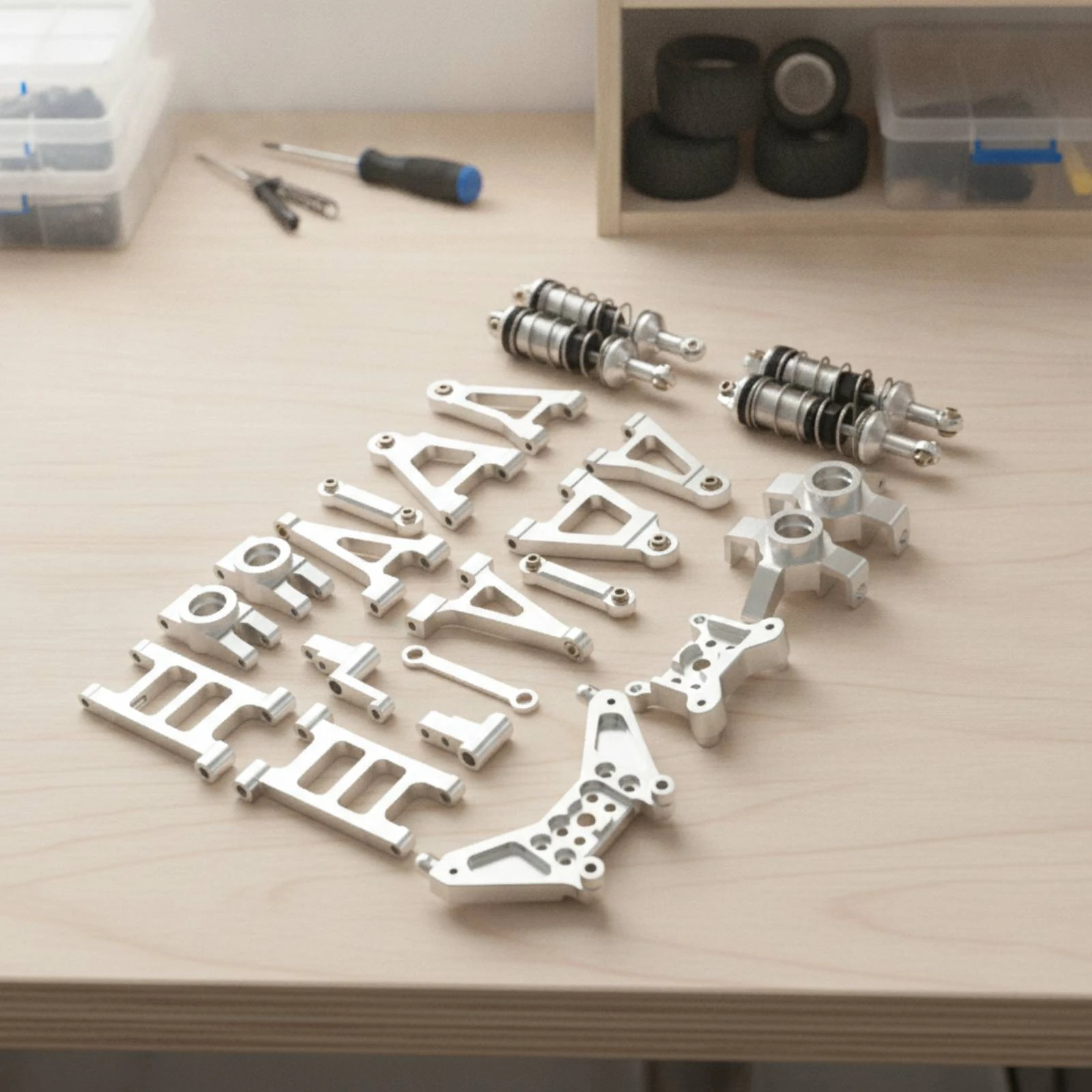 RC-Upgrade-Teile mit Stoßdämpfern Metall-RC-Stoßdämpferhalterung Chassis-Dämpfungsteile-Set Hydraulisch