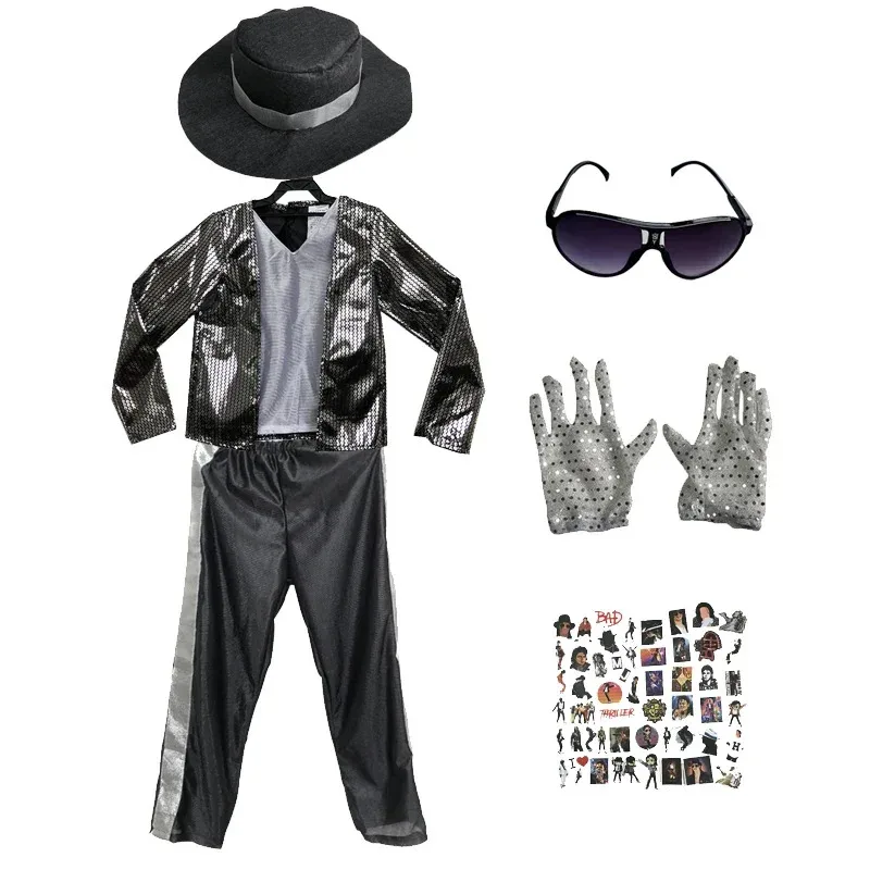 MJ Michael Jackson Coat Jacket Glove Children Kids Party Cosplay Costume Clothing Children Cos Sets birthday gift