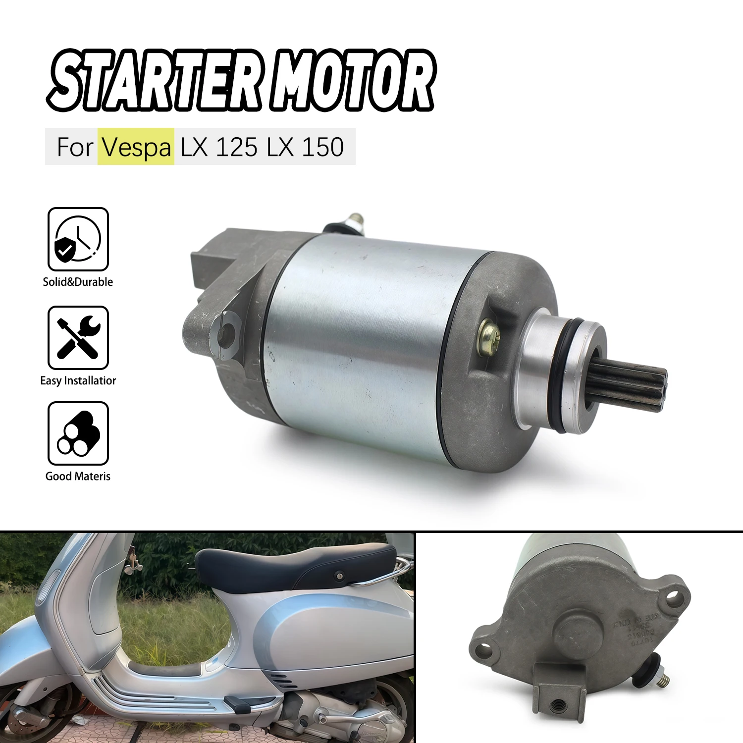 Accessories Engine moto Starter Motor For Vespa LX 150 2005-2008 LX 125 2005-2009   Motorcycle Engines 7000521
