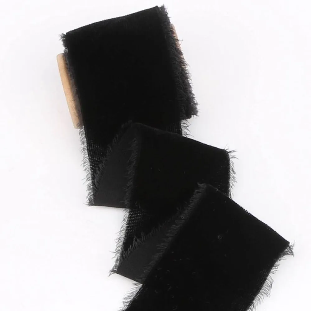 

1 Meter Velvet Ribbon Velvet Frayed Edge Frayed Edged Ribbons Thickening Ribbon Gift Packing Ribbon Christmas Party Decorations