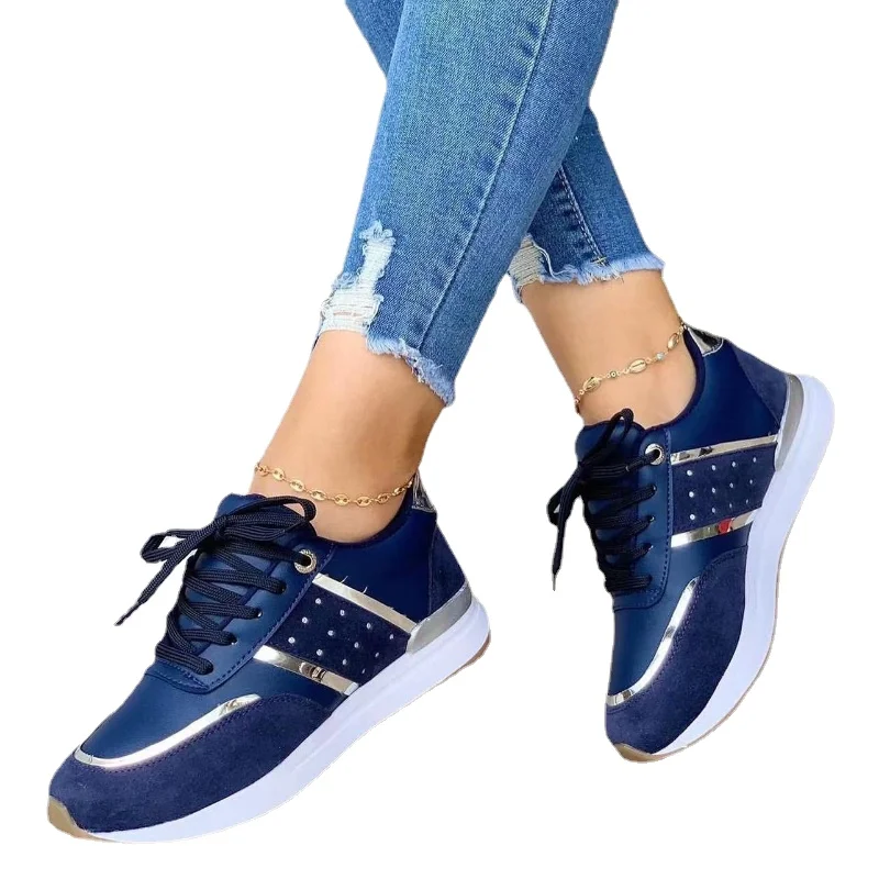 2023 scarpe da ginnastica da donna scarpe con plateau Patchwork in pelle scarpe sportive Casual da donna scarpe vulcanizzate da corsa all\'aperto