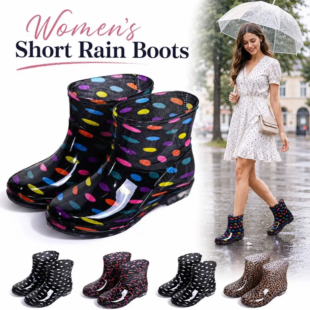 Non-slip Women's Short Rain Boots Low-top Waterproof Garden Rain Shoes Lightweight Durable Water Shoes For Outdoors,Kitchen,Work
