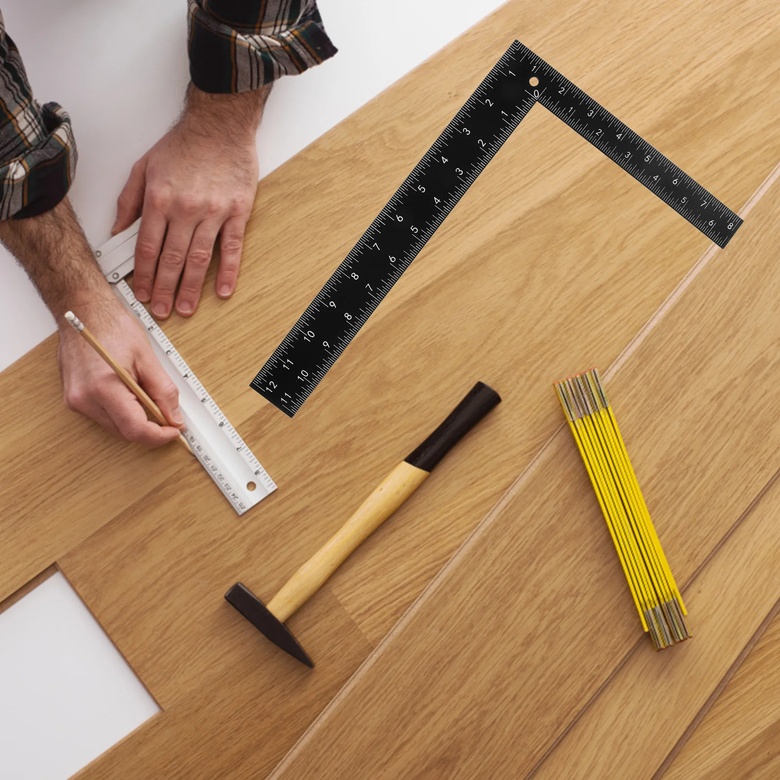 Professional Right Angle Ruler Heavy Duty Metal Measuring Tool for Craft Woodworking Drafting Technical Illustration