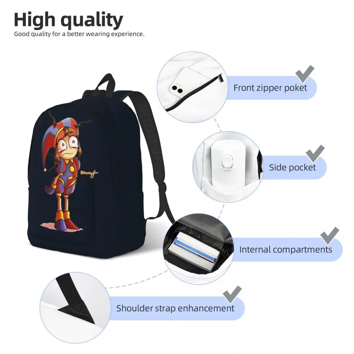 A incrível mochila de circo digital para meninos e meninas, mochila para crianças, mochila escolar para estudantes, mochila Ragatha Cine, bolsa primária, presente