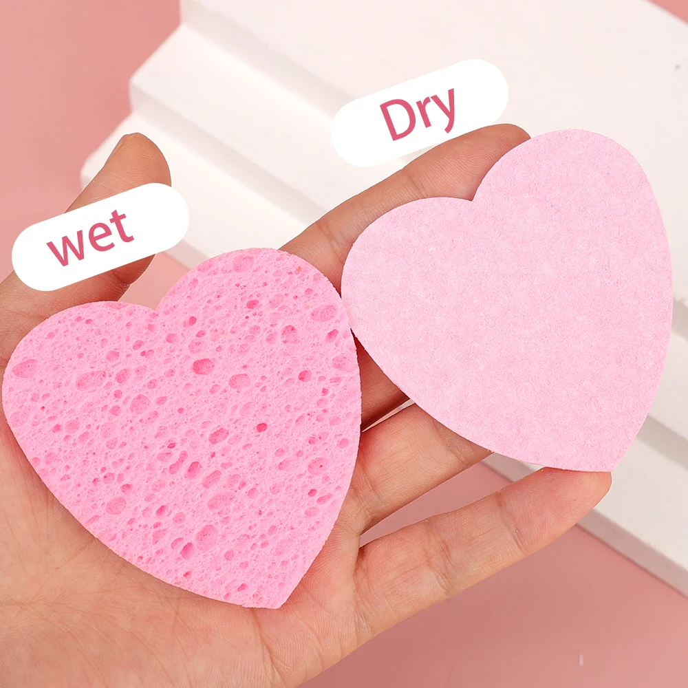 Heart Shape Compress Wash Puff Cleaning Sponge Reusable Face SPA Massage Makeup Removal Puff Exfoliator Mask Face Cleaning Tool