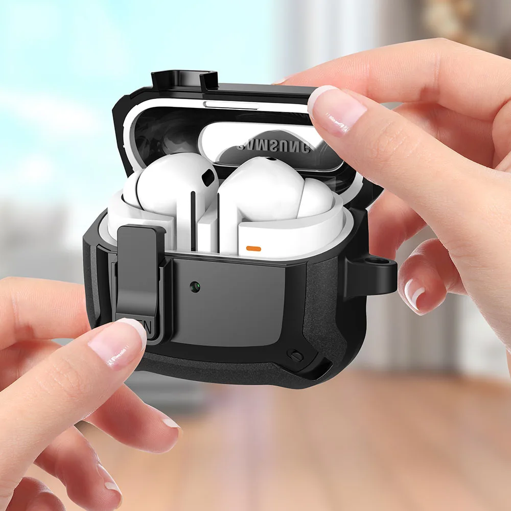 Per Samsung Galaxy Buds 3 Pro Armor Custodia antiurto con blocco interruttore sicuro Cover per Galaxy Buds 3 Auricolari Accessori Coque