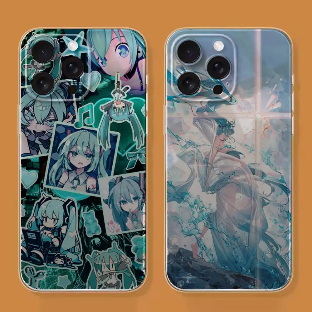 

Cute H-Hatsune M-Miku Phone Case For iPhone 16,15,14,13,12,11 Plus,Pro,Max,XR,XS,X,7,8 SE,Mini Transparent Silicone Soft