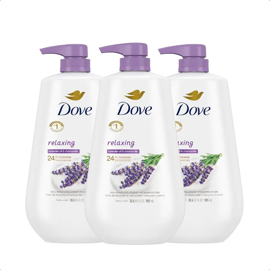 

Dove Body Wash with Pump Relaxing Lavender Oil Chamomile 3 Count for Renewed HealthyLooking Skin Gentle Skin Cleanser with 24hr