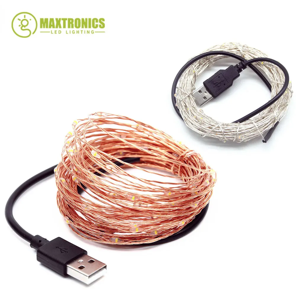 Free Shipping 1m/2m/3m/5m LED Lights String Color Lights USB Copper Cable Lights for Wedding Decorative party Fairy Star Lights