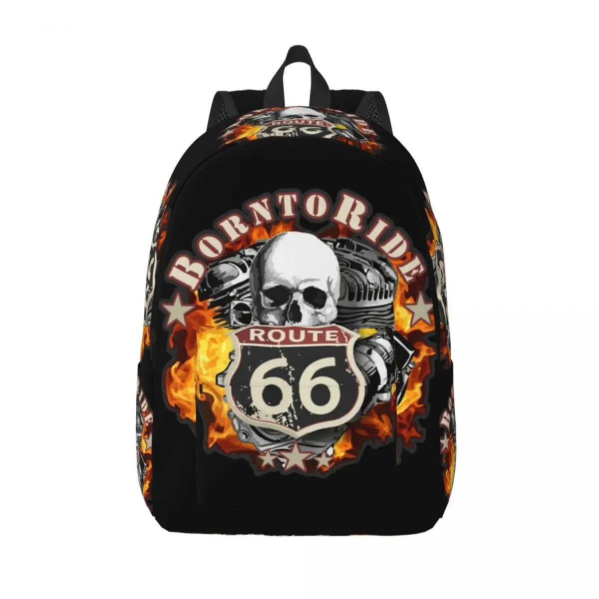 

Custom Born To Ride Travel Canvas Backpack Men School Laptop Bookbag Route 66 for Chopper Riders College Student Daypack Bags