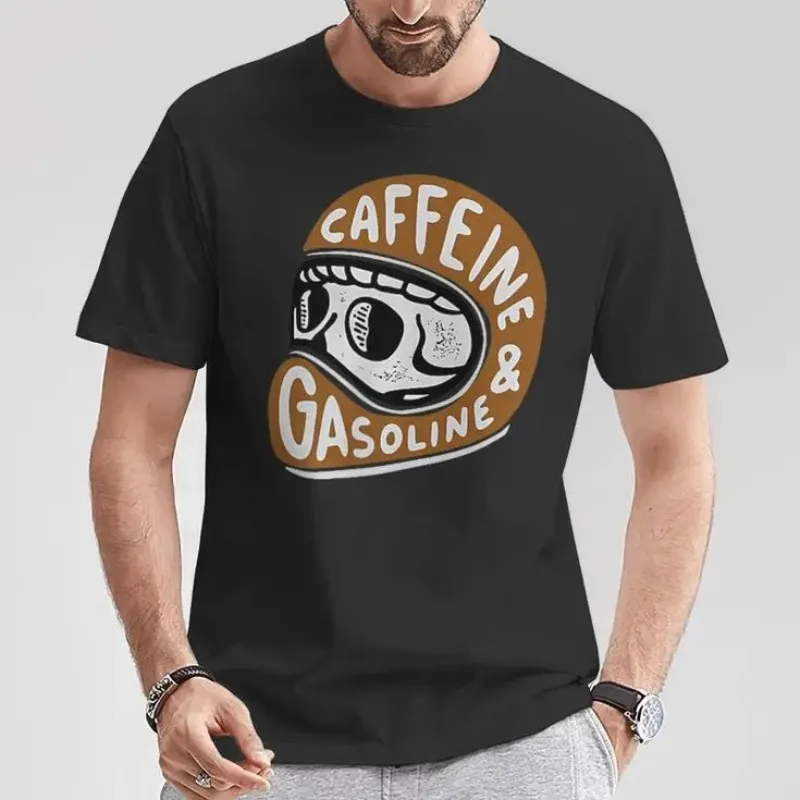

Caffeine And Gasoline Motorcycle Themed T-Shirt 100% Cotton O-Neck T Shirt Short Sleeve Casual Mens Tshirt Tees
