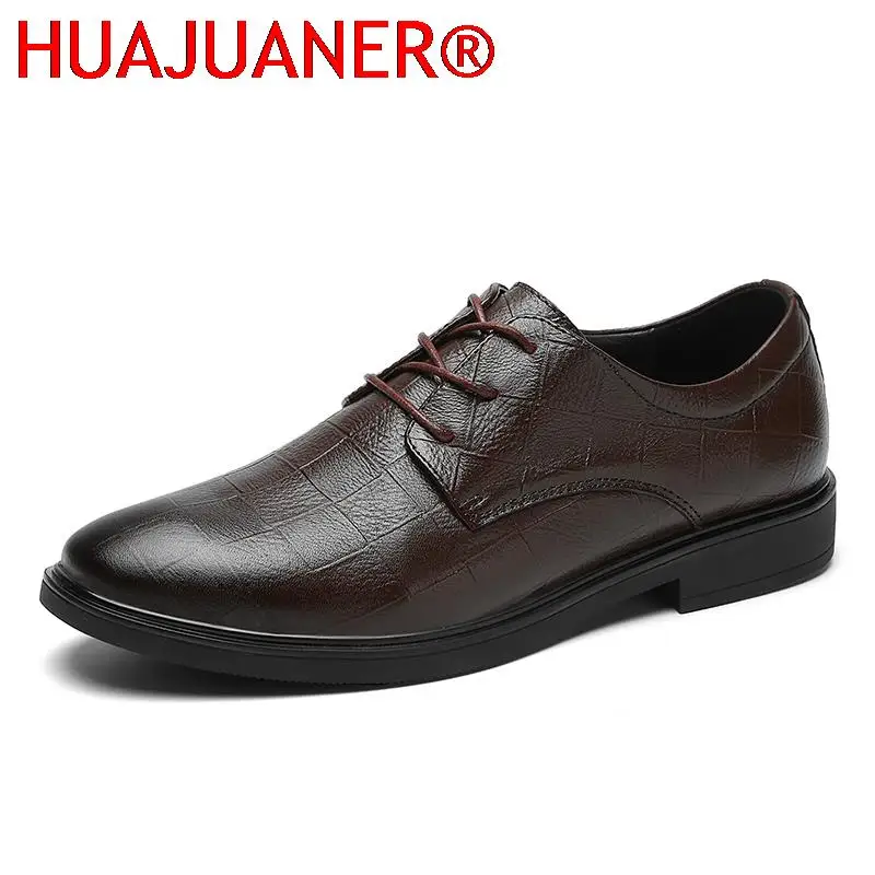 

Mens Dress Shoes Genuine Leather Oxfords Business Office Black Brown Lace-Up Men's Formal Shoes Wedding Footwear Handmade Loafer