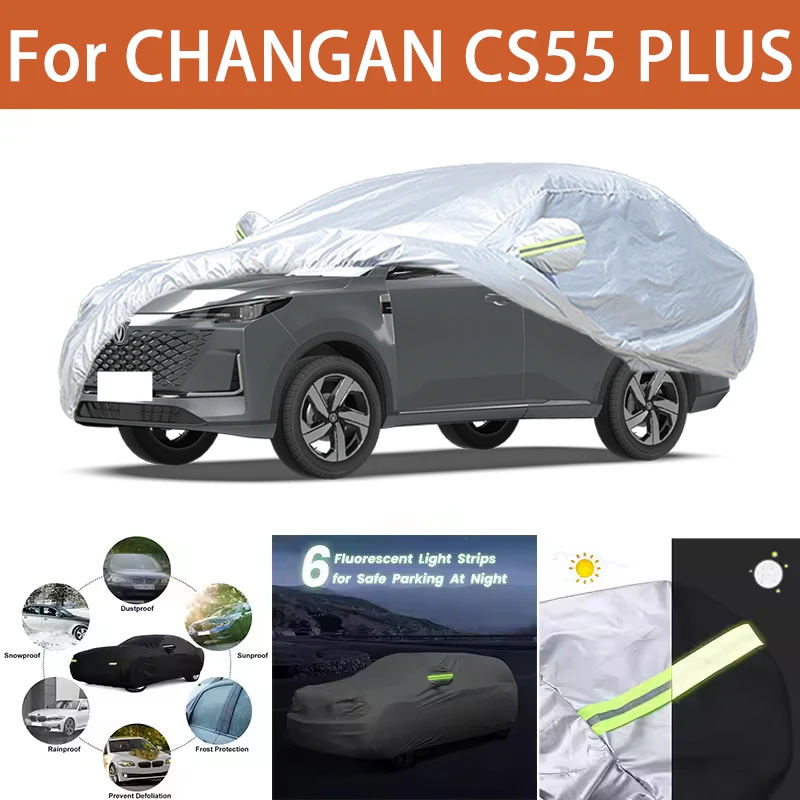 

For CHANGAN CS55 PLUS Car Cover Outdoor Protection Covers Snow Sunshade Waterproof Dustproof Exterior UV Car Accessories