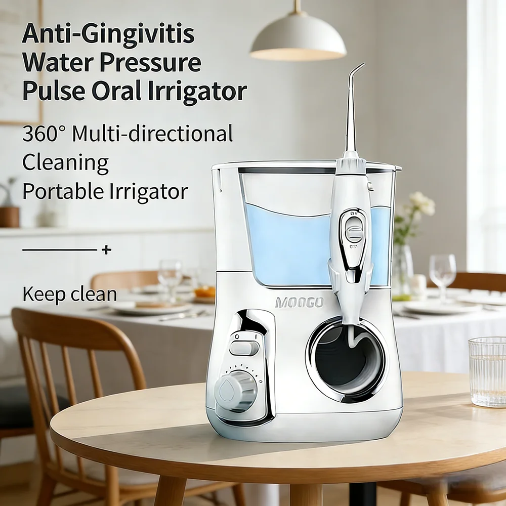 

Настольный электрический ирригатор для полости рта 800 мл, 10 режимов, профессиональный набор для чистки зубов для всей семьи, 5 насадок