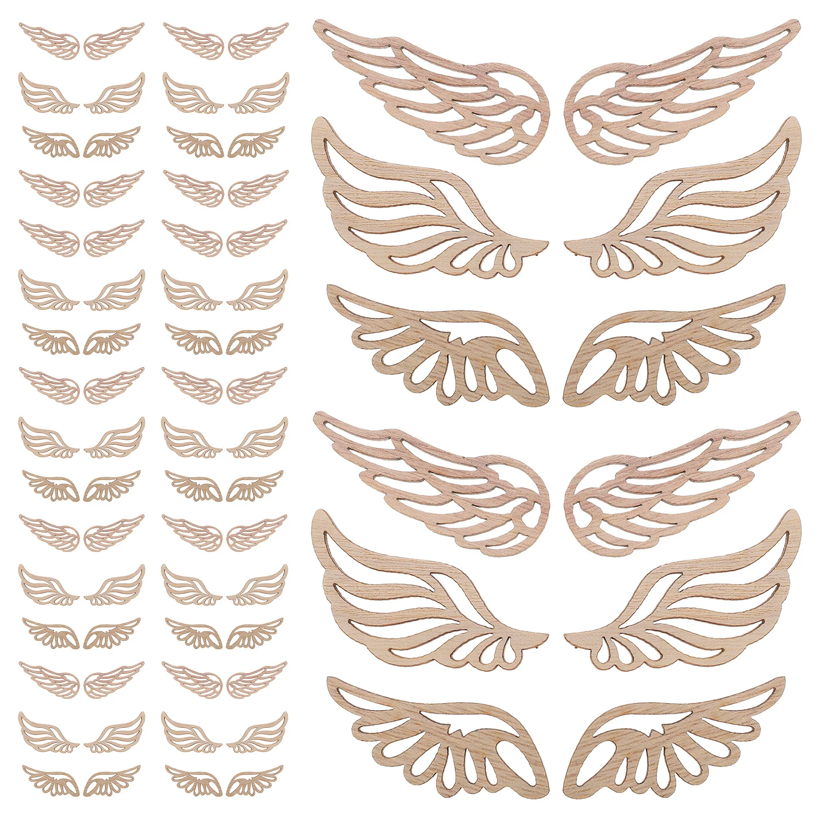 

60Pcs Wooden Angel Wing Cutout Unfinished Natural Wood Slices for DIY Crafts Christmas Ornaments Home Decor Hollow Out