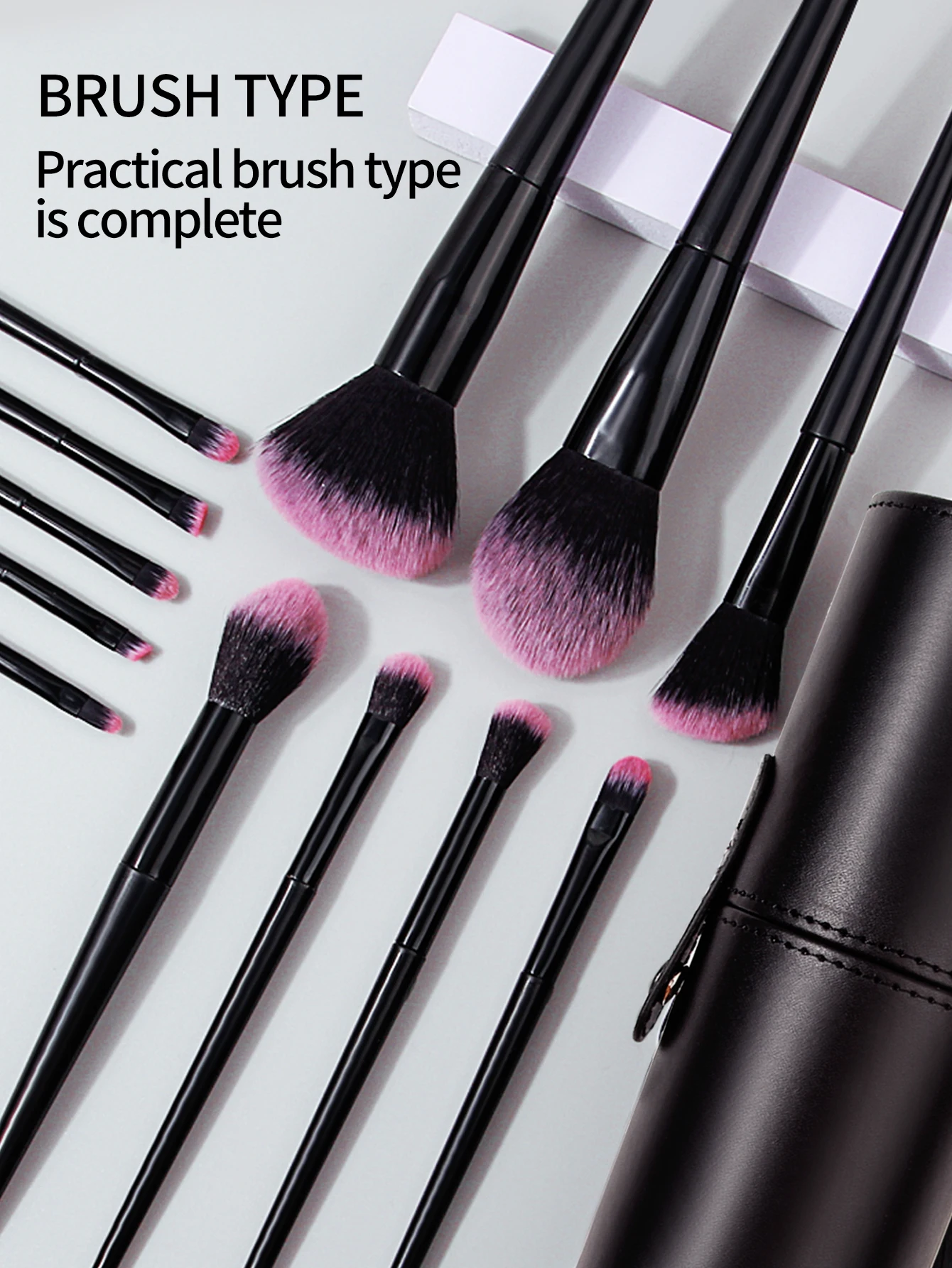 19PCS set of 12 makeup brush sets +3pcs triangular powder puff +3pcs non-powder makeup egg +1pcs makeup brush storage bucket