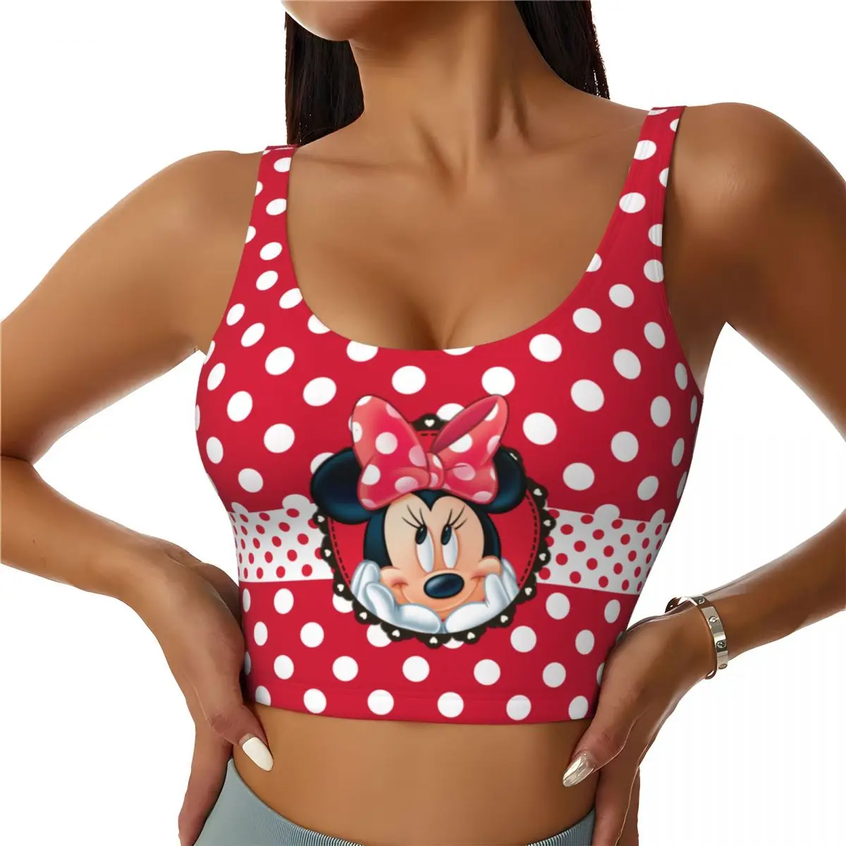 Minnie Mouse mickey High Impact Sports Bra for Women Exercise Bra Tank Tops Sport Bras Push up