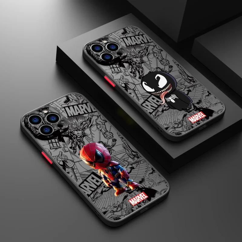 Marvel Spider Man Venom Phone Case For Redmi Note 2 3 4 5 6 7 8 9 10 S T Pro Max Frosted Translucent Funda Shell Soft Cover Capa