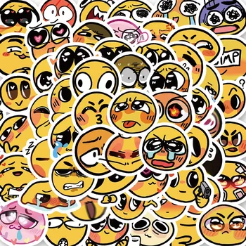 50Pcs Cute Smiling Faces Cartoon Funny Sticker Kawaii Creative Waterproof Decal for Laptop Luggage DIY Child Phone Stationery