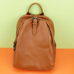 Casual Genuine Leather Backpack Woman Female Real Cow Leather Bagpack Anti theft Ladies Double Shouder Bag