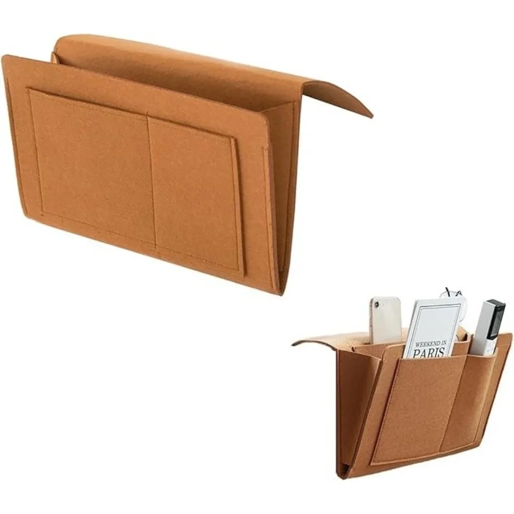 Soft Felt Hanging Storage Bag for Dorm Bedroom Sofa Organizer Side Bag for Magazines Stationery Phone Sundries Storage Bag 1PC