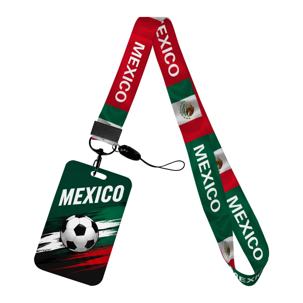 Mexican National Flag Designs Lanyards ID Badge Holder Strap Work Card Bus Access Card Holder Keychains Accessories