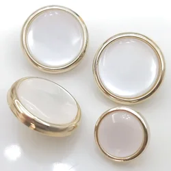 10pcs Beautiful Round Buttons 11.5/15/21mm Golden/Silvery Plastic Round Shank Buttons Simple Practical Buttons