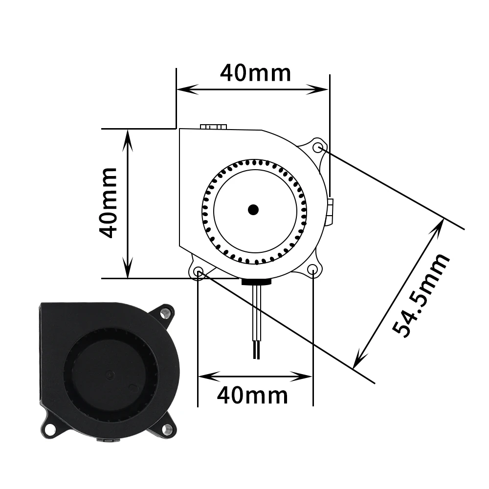 Ventilador de refrigeración Turbo, ventilador silencioso de 24V, piezas de impresora 3D, 2 pines, extrusora Voron 4020 R2, Enfriador de CC, parte de ventilador negro, 2,4