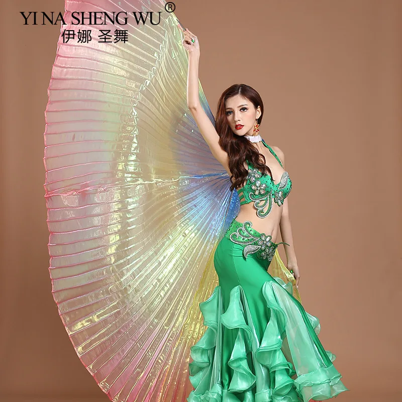 Belly Dance Wings Adult Belly Dance Accessories Stage Performance Props Tricolor Wings Transparent Colored Isis Wings No Stick