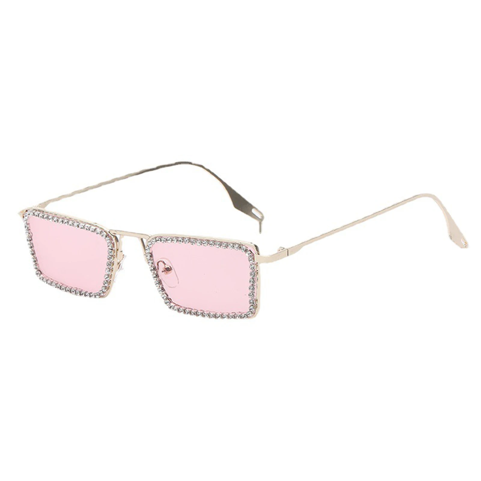 Square Sparkling Sunglasses UV400  Shining Rhinestones Shades Sun Glass for Outdoor & Party Dress